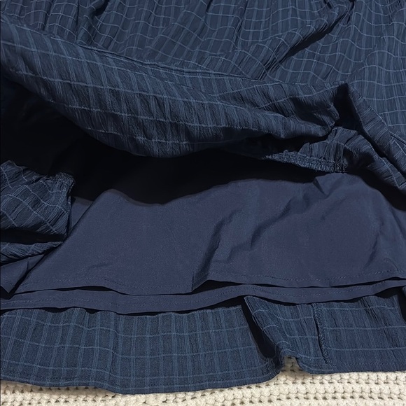 Cupshe Grid Print Navy Ruffled Mini Dress size L - Picture 6 of 14